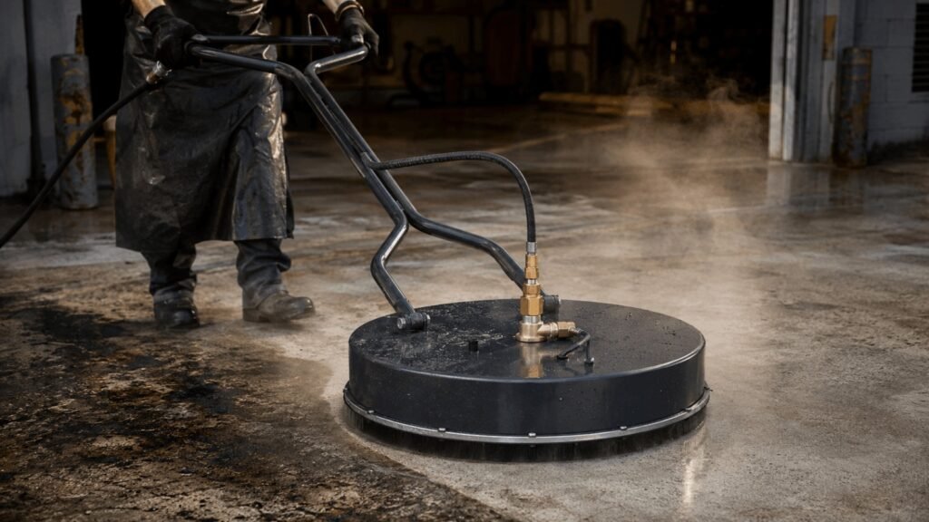 Simpson Commercial 20 inch hot water pressure washer surface cleaner removing oil stains