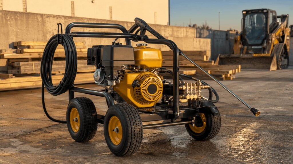 BE Power Equipment 4000 PSI industrial commercial pressure washer on job site