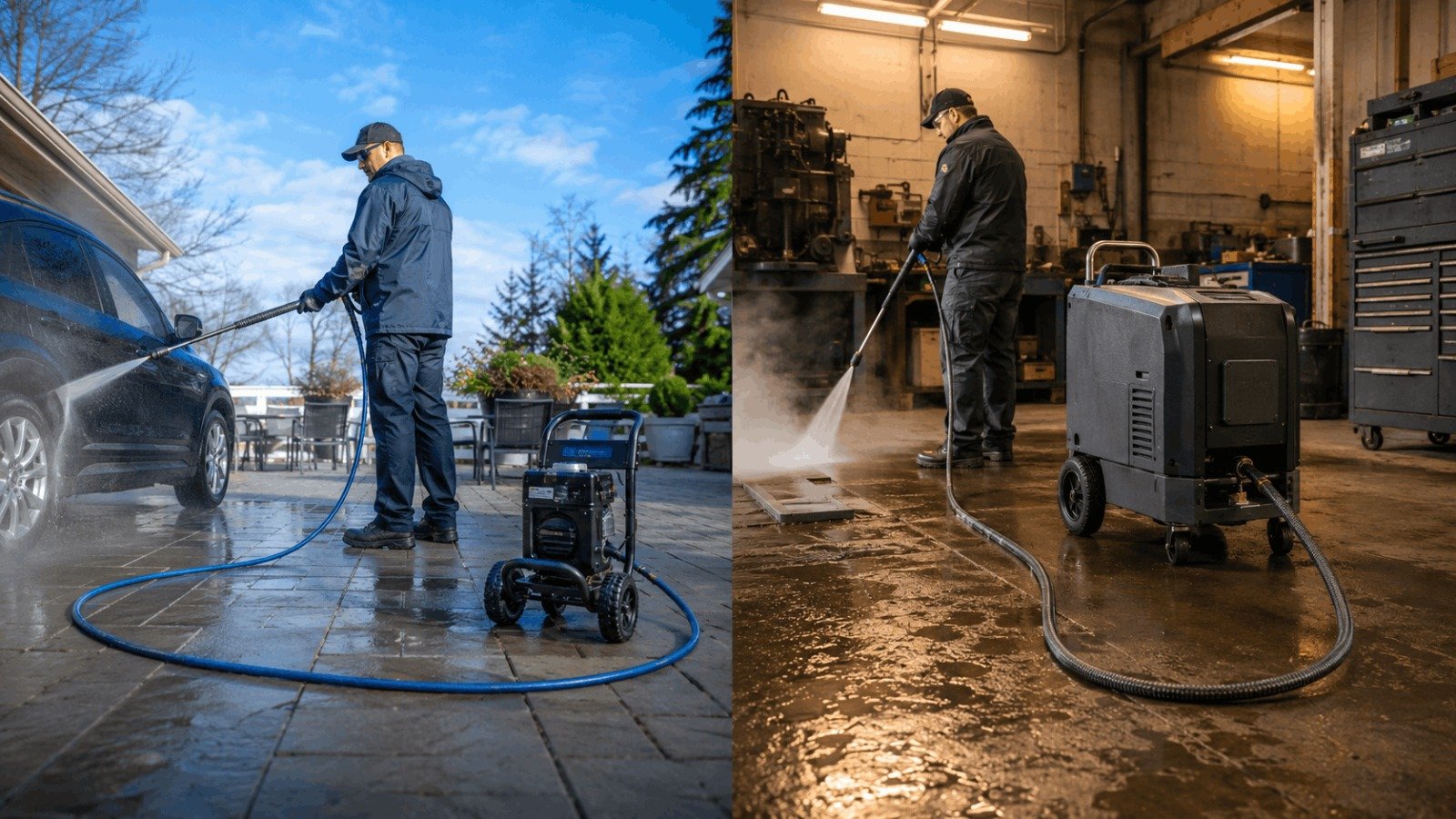 Comparison of cold water car washing and hot water commercial pressure washer hose