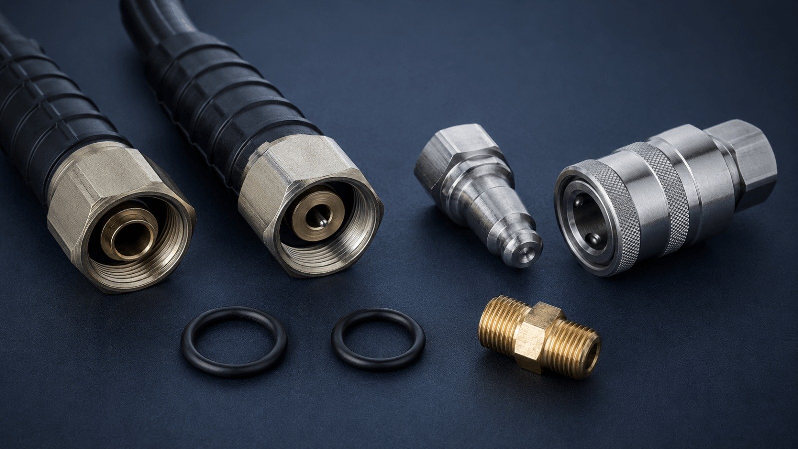 M22 threaded fittings and 3/8 inch quick connect pressure washer hose adapters