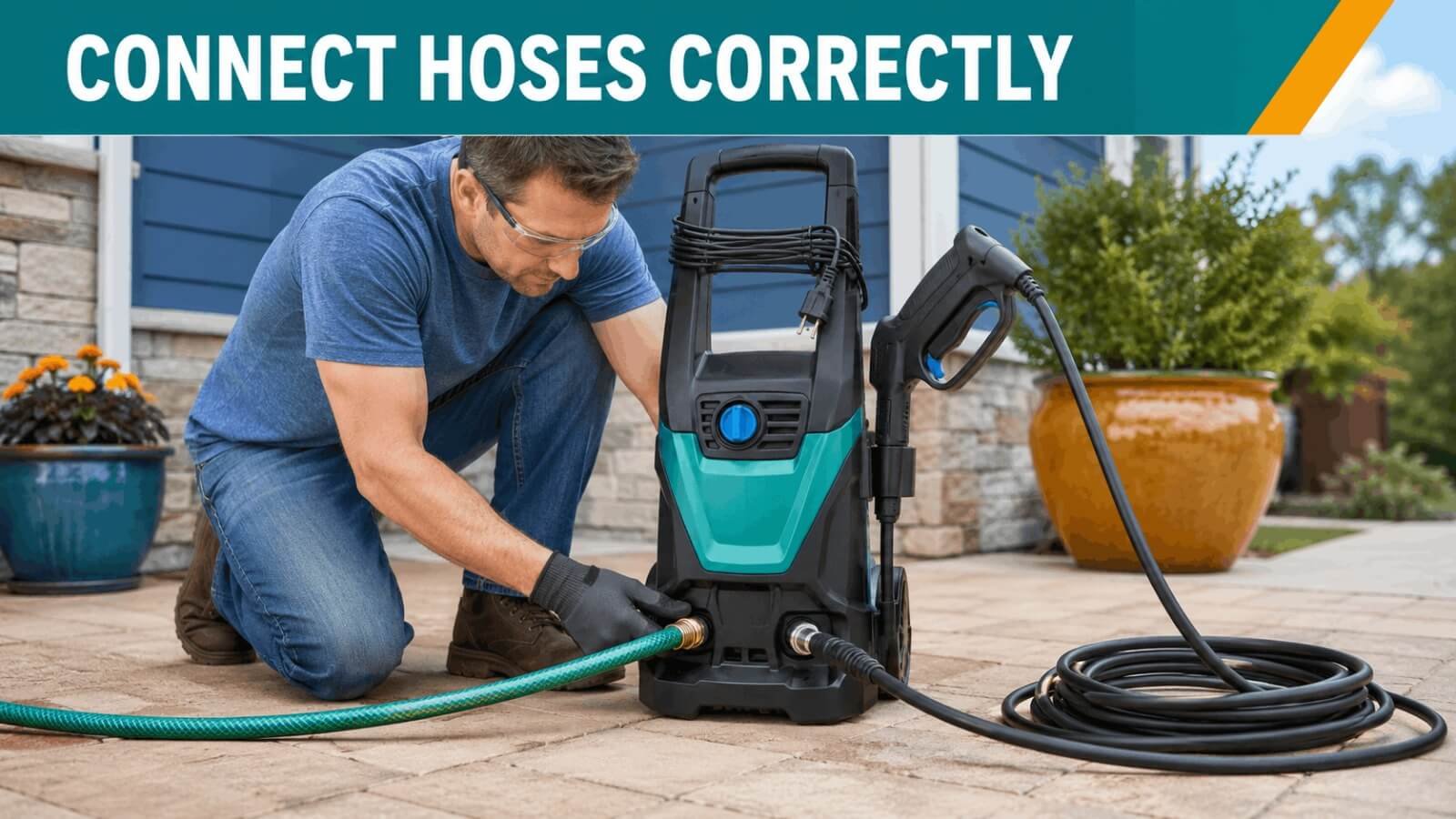 Properly shutting down and storing Kärcher pressure washer and hoses on wall mount