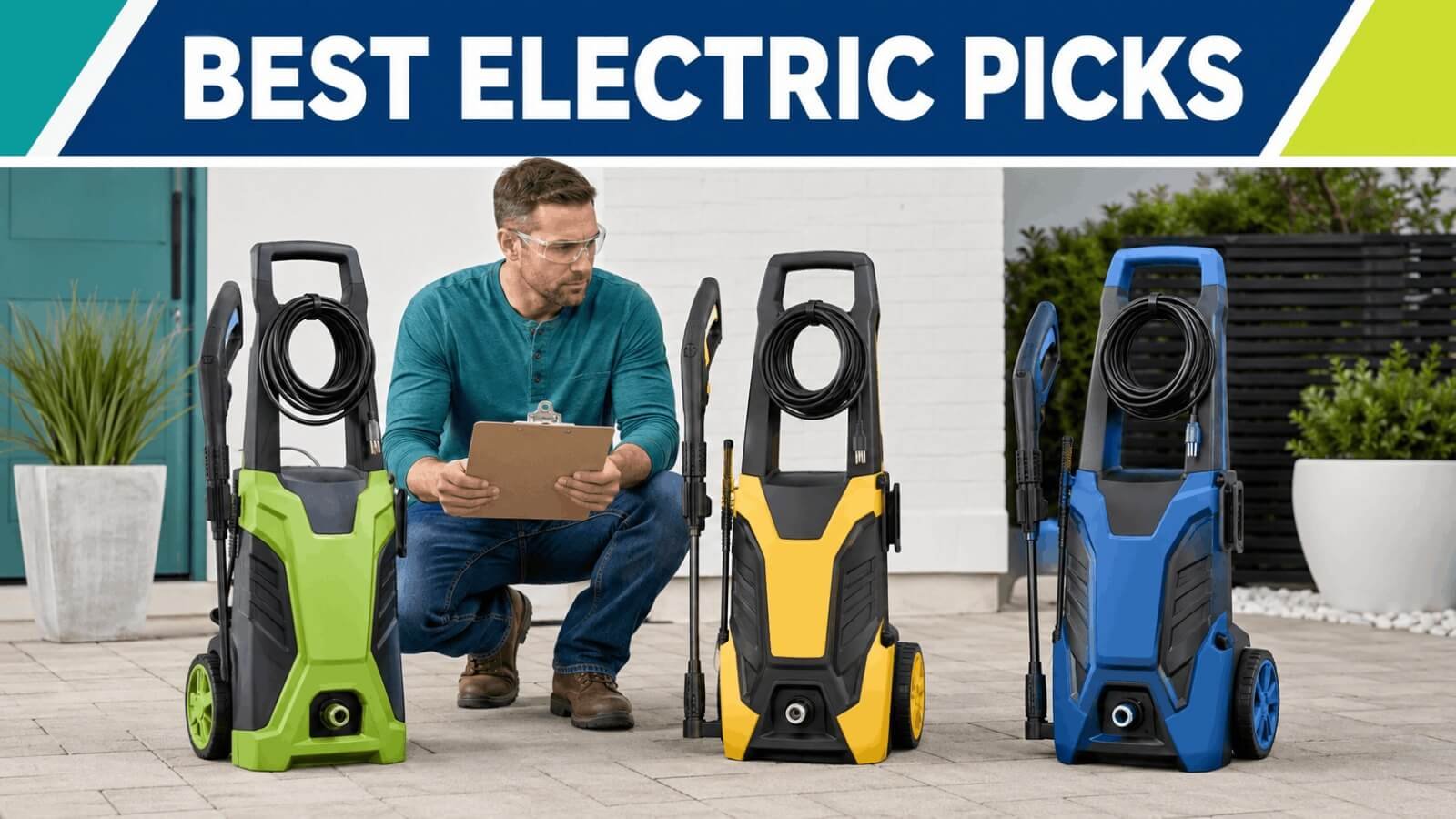Selection of top-rated corded electric pressure washers for residential cleaning.