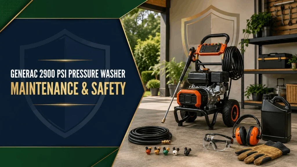 Maintenance and safety guidelines for the Generac 2900 PSI pressure washer.