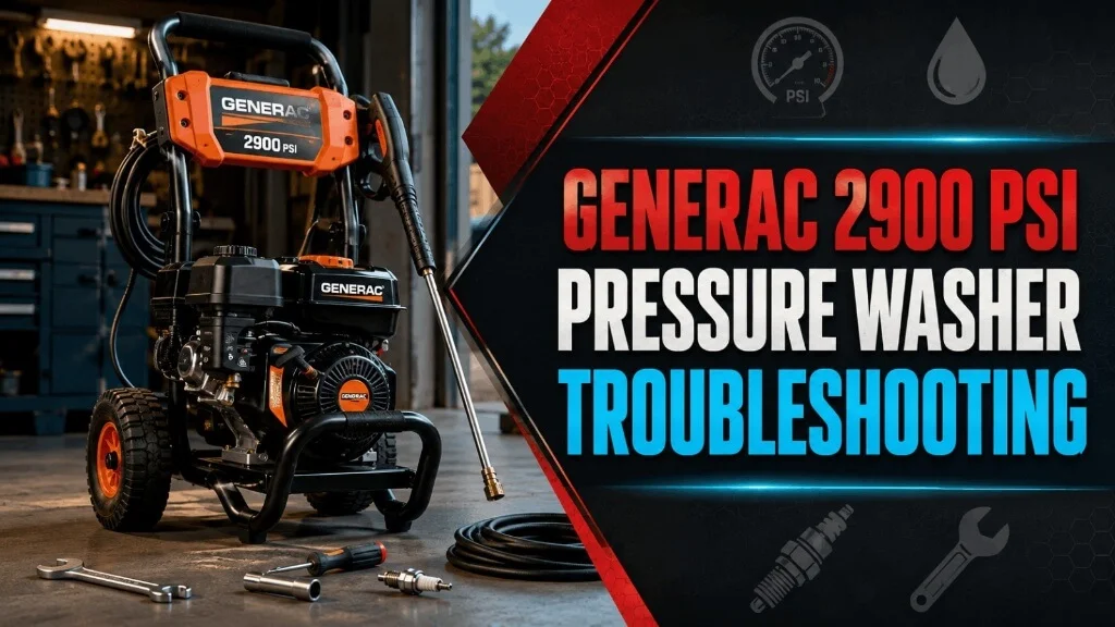 Troubleshooting guide for common issues with the Generac 2900 PSI pressure washer.