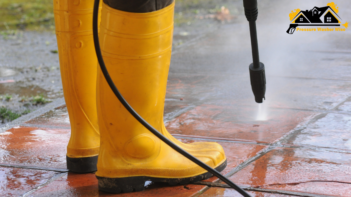 Hot-water pressure washer producing steam to sanitize a commercial floor — best pressure washer for steam cleaning and sanitizing (2025)