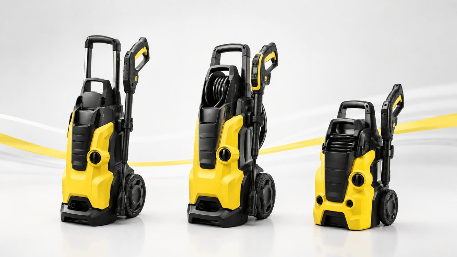 Karcher K5 Premium pressure washer lineup compared with smaller Karcher models