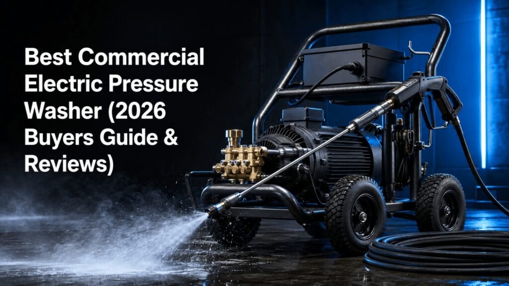 Best commercial electric pressure washer heavy duty unit spraying water outdoors