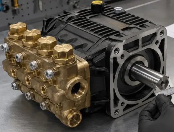 Commercial pressure washer pump assembly with brass manifold and unloader valve for DeWalt DXPW60605.