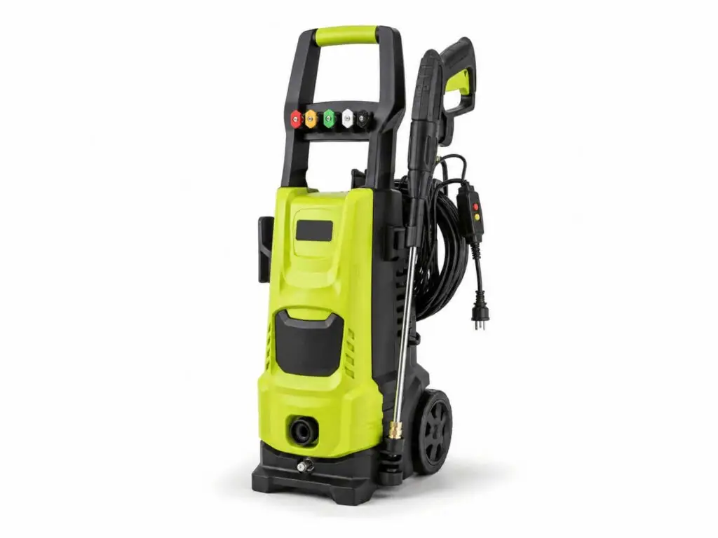 Sun Joe SPX3000 electric pressure washer with spray wand and color coded quick connect nozzles