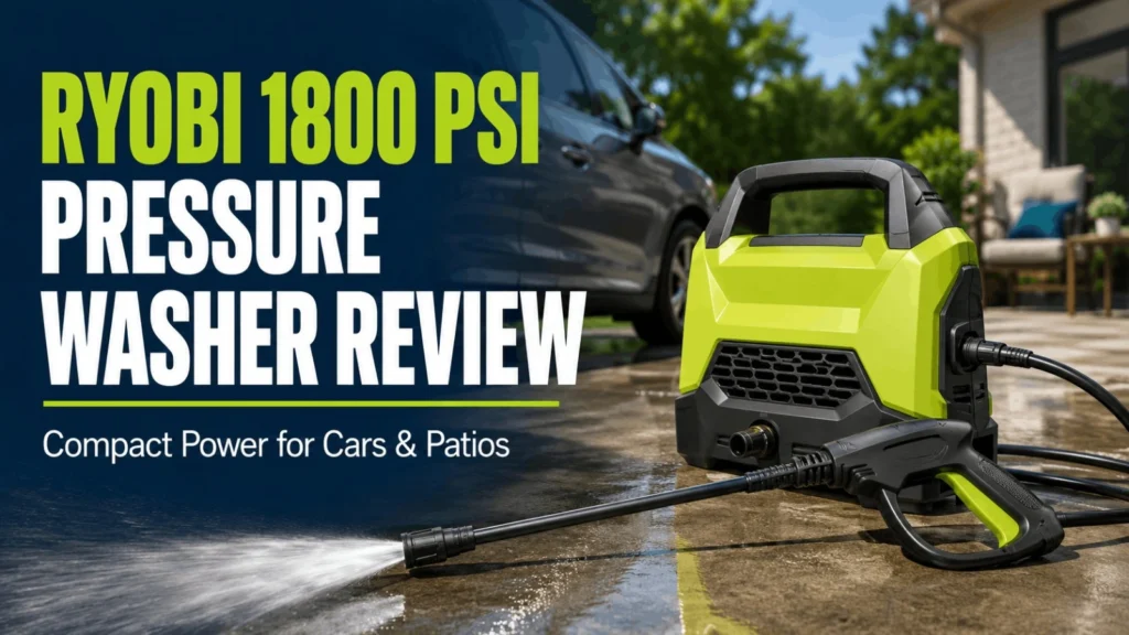 Ryobi 1800 PSI pressure washer compact power for cars and patios review