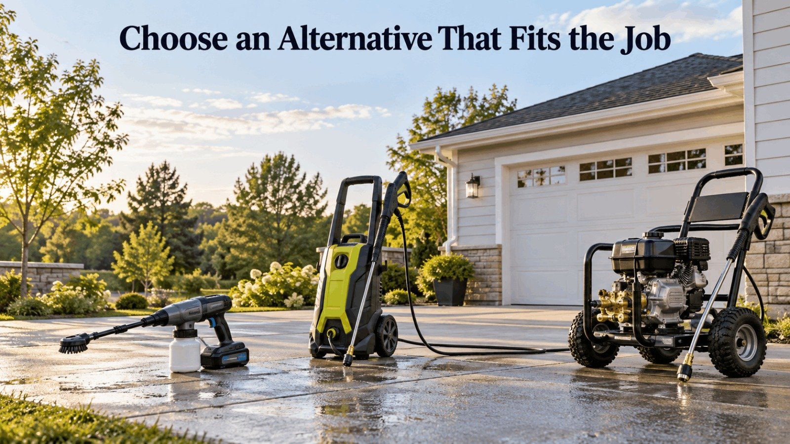 Choose a pressure washer alternative that fits the job: cordless, electric or gas