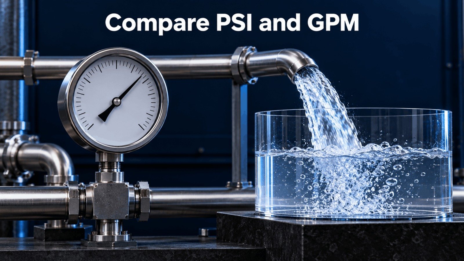 Compare PSI and GPM on a 20V / 40V / 60V cordless pressure washer: pressure gauge and water flow