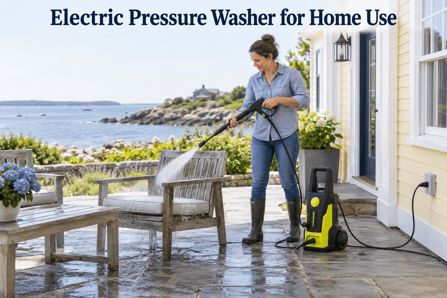Electric pressure washer for home use cleaning patio furniture